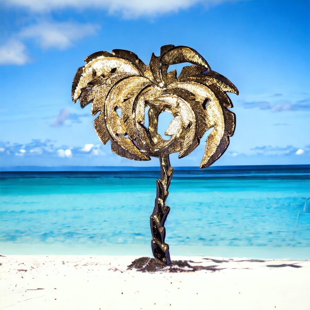 Vintage Palm Tree Gold Brooch
